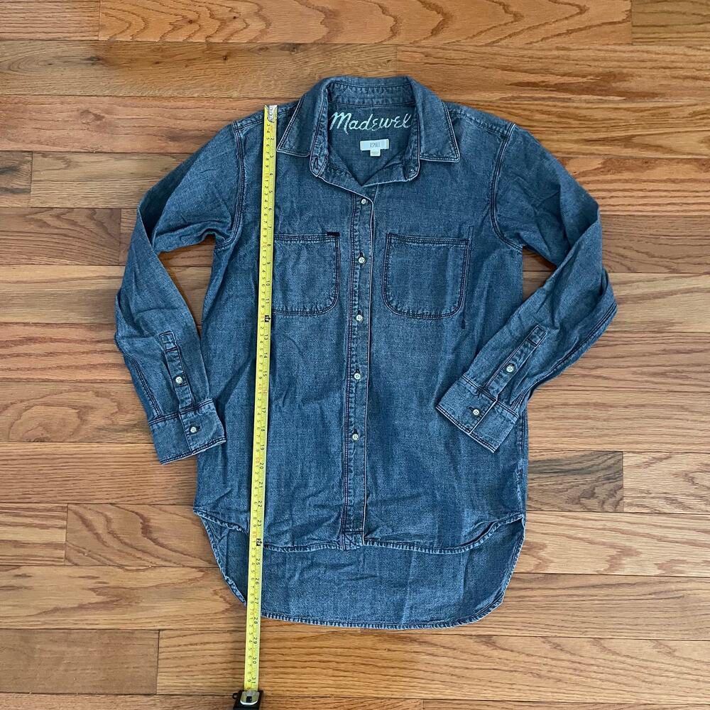 Madewell Shirt Womens XS Blue Chambray Perfect Ex Boyfriend Button Down 10898 - Picture 6 of 7